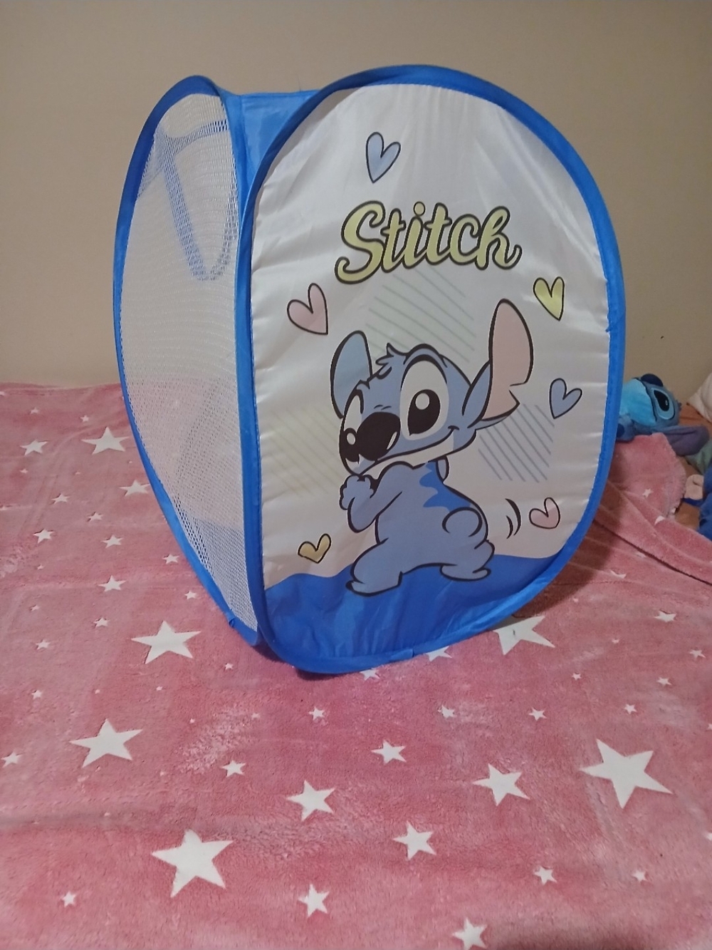 Disney Stitch Blue Pop-Up Kids Laundry or Toy Hamper